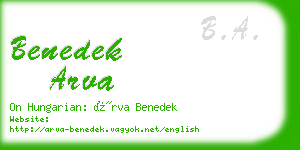 benedek arva business card